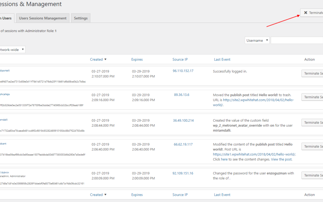 How to delete all logged in user sessions on WordPress