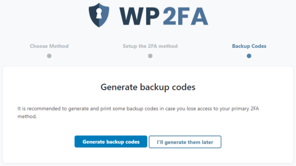 What are the 2FA backup codes?