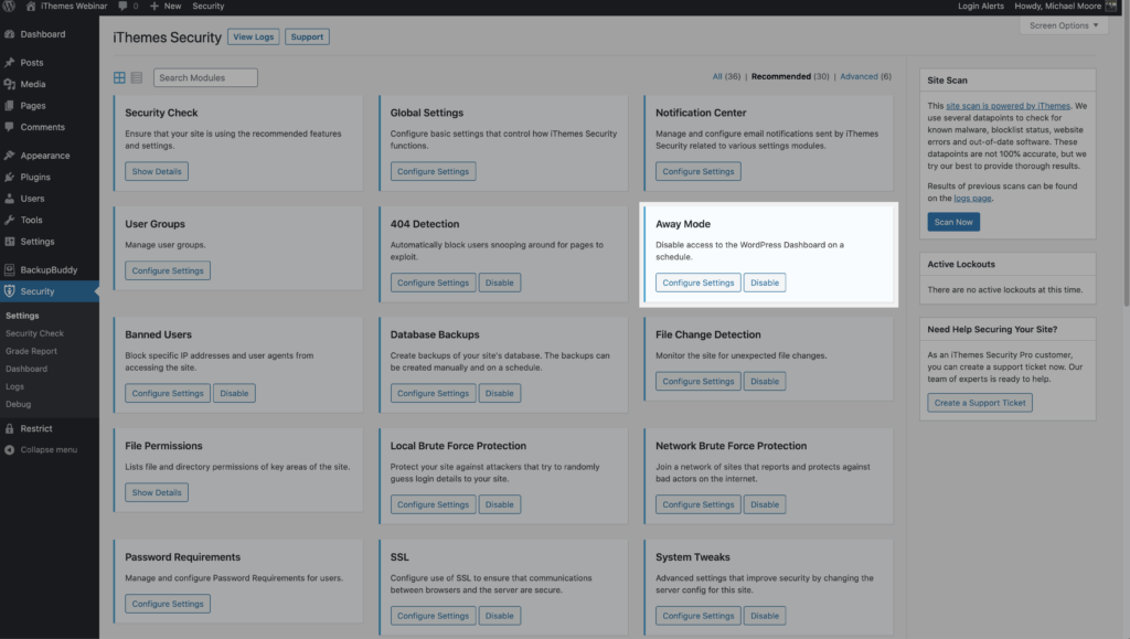 iThemes Security Pro Feature Spotlight – Away Mode